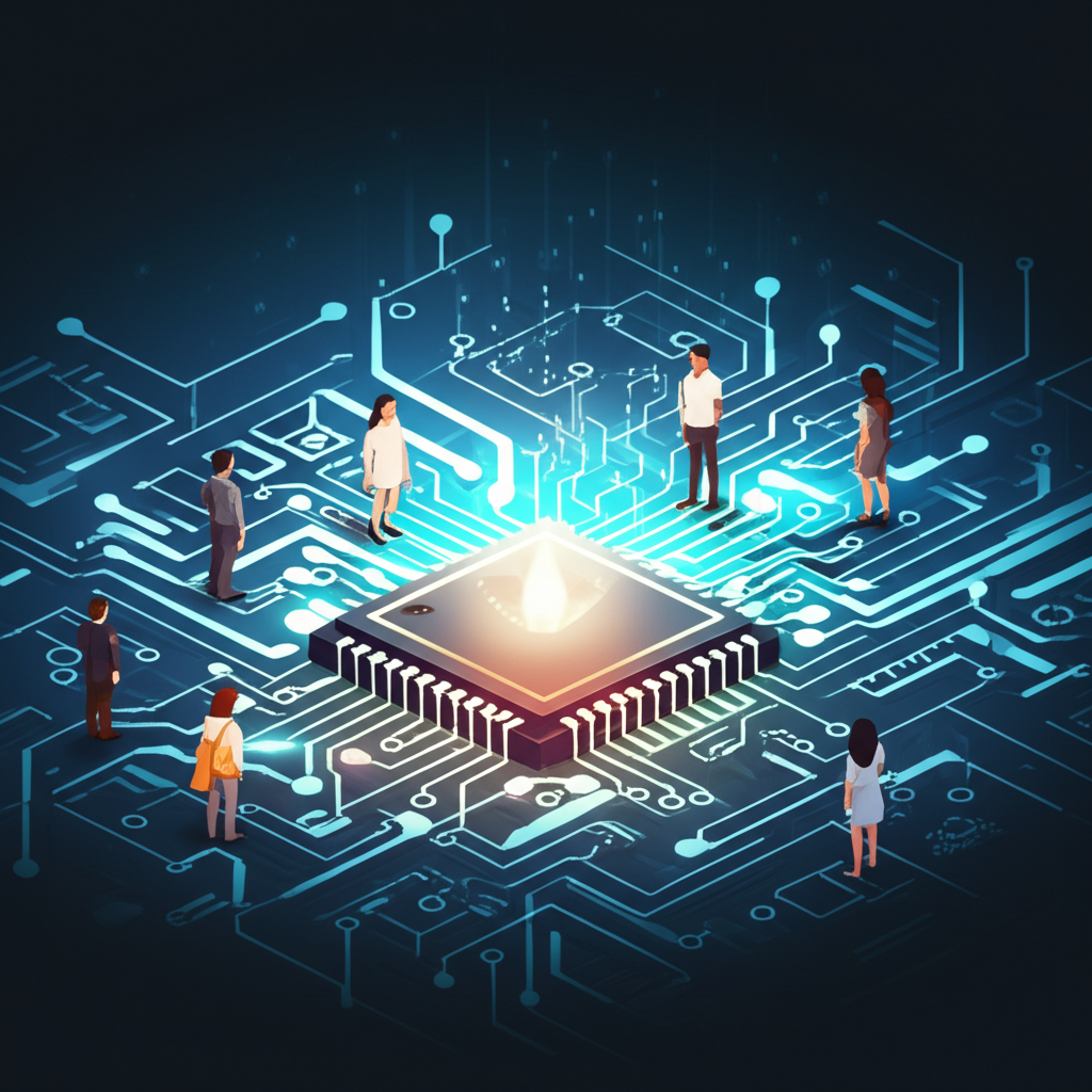 人工智慧引領科技革命的插圖,吸引全球投資者注意機會與挑戰