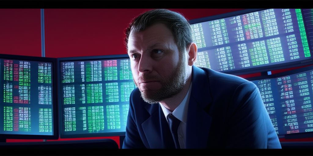 盤前交易劇烈變動,科技公司股價快速變化,緊張交易員觀看多個螢幕