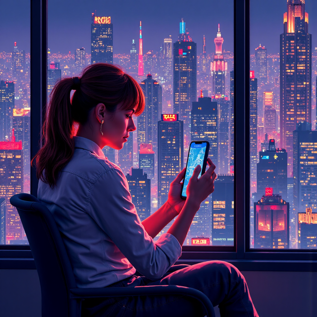 使用智慧型手機進行 CFD 交易的插圖,展現全球金融市場的活力與數位介面元素