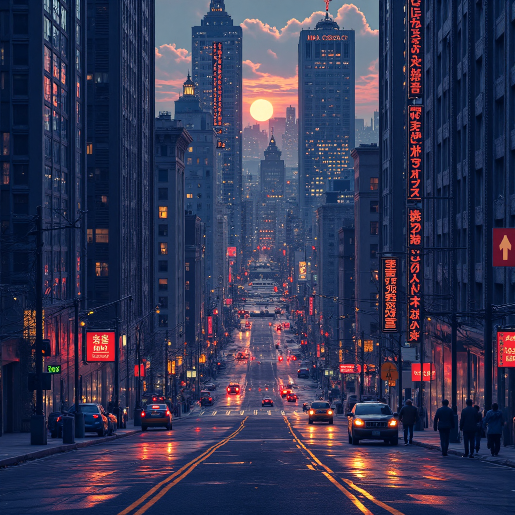 An illustrated scene of a bustling digital city where secure information transfers are visualized as glowing lines connecting buildings private keys are depicted as hidden personal vaults while public keys are visible unlockable access points creating a sense of trust and order