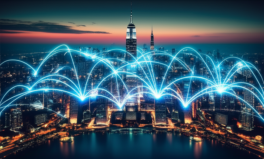 Digital lines connecting global markets illustration