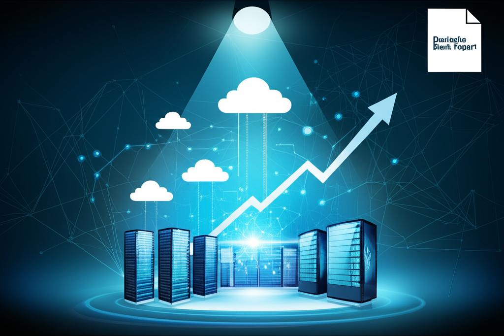 中國網路服務供應商的雲端基礎設施與 AI 網路插圖,強調德意志銀行報告中的增長潛力