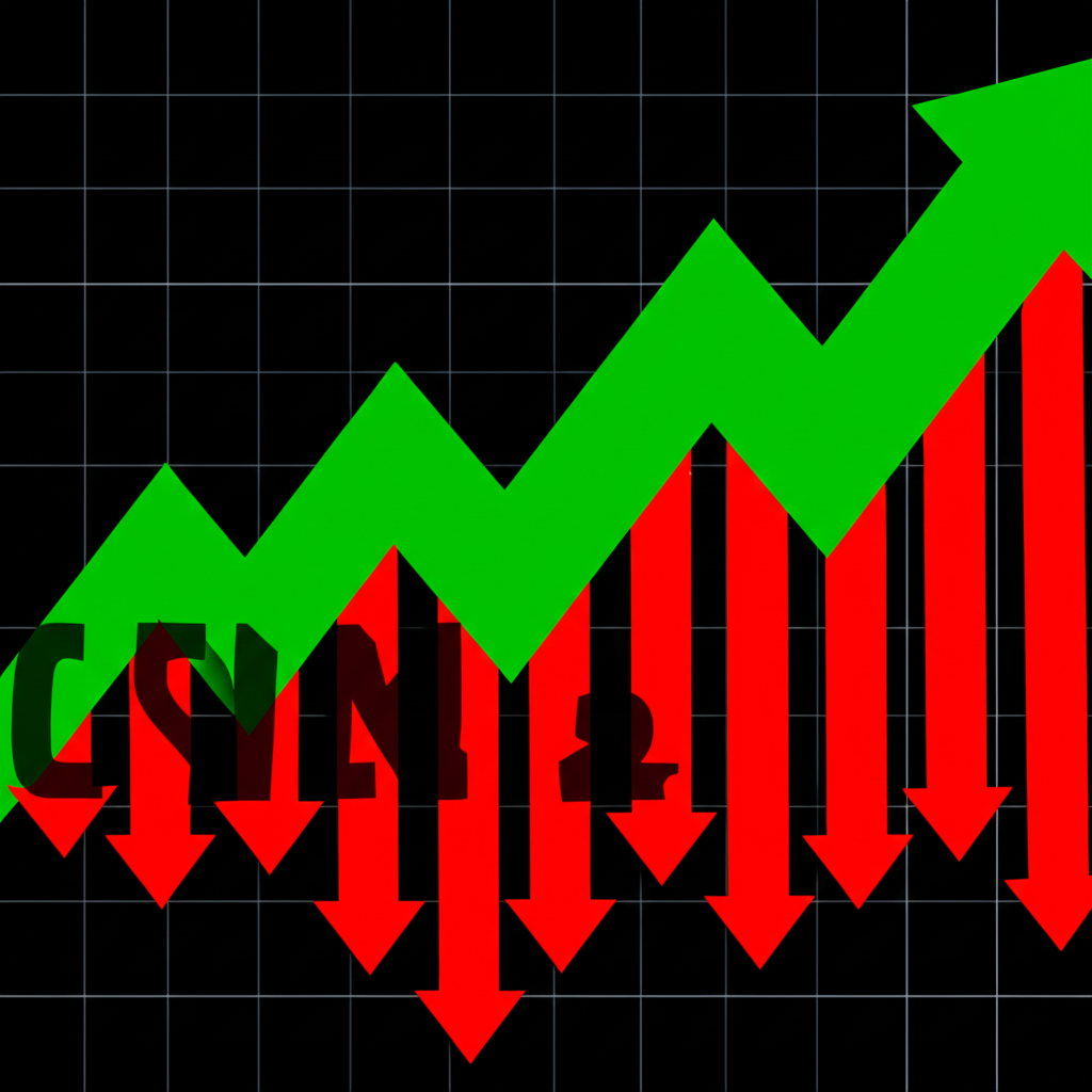 S&P 500 指數圖表表面平穩卻隱藏小股下跌的市場插圖