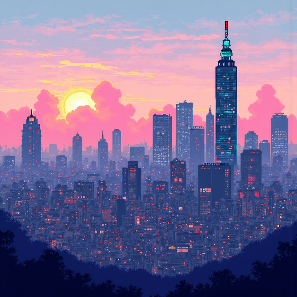 台灣股市圖表顯示價格線在移動平均線周圍震盪,背景隱約台北市景的活力插圖