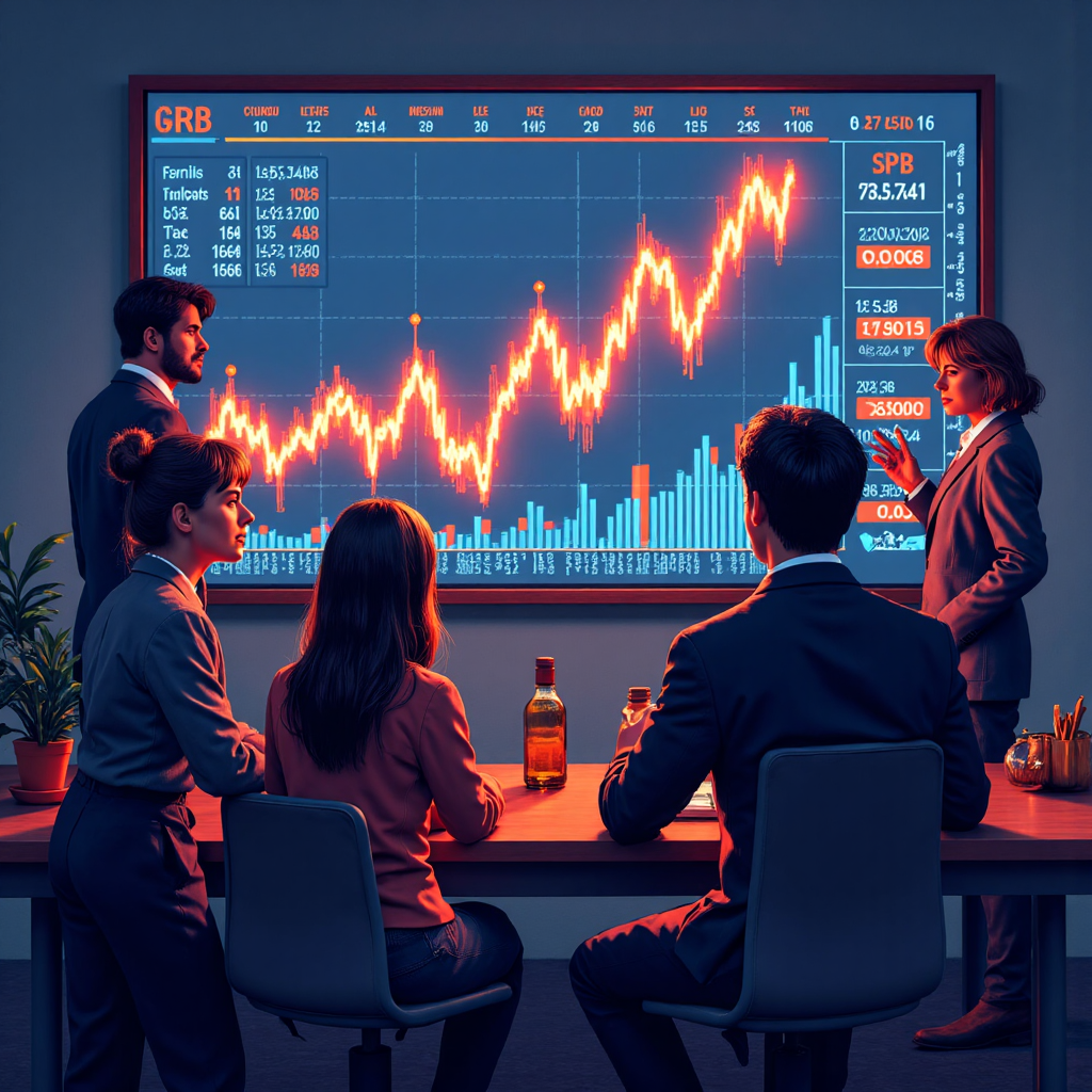 投資者觀察股市圖表的場景，顯示情緒反應與市場圖形