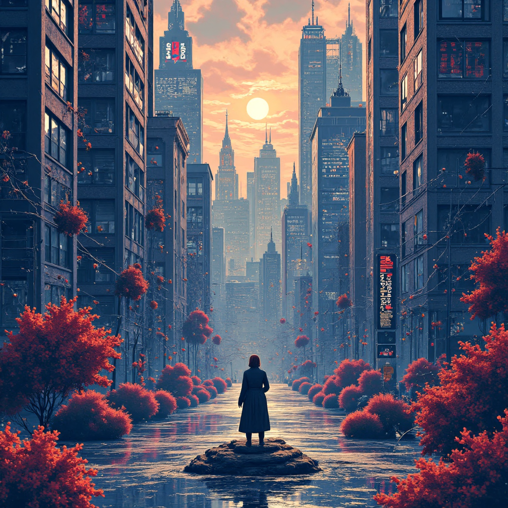 a stylized illustration of a stock market graph transforming into intricate fractal structures with subtle hints of artistic flair