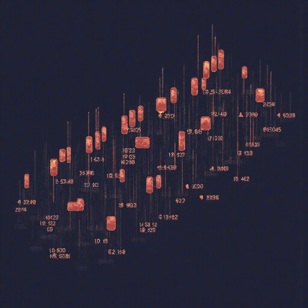 金融圖表模式如三角形與旗形從數據流中浮現的風格化插圖,展示 Autochartist 的圖形識別功能