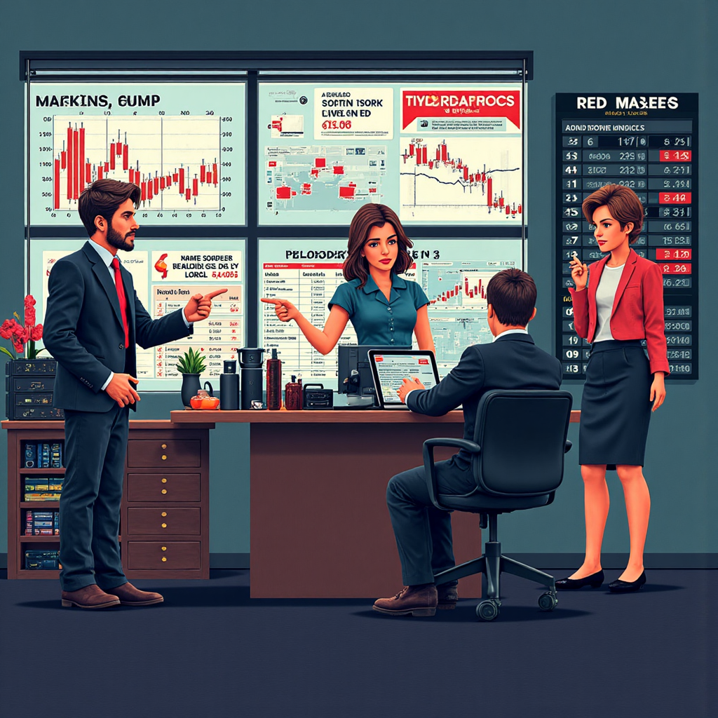 交易員觀察紅三兵圖表的像素藝術插圖,樂觀氛圍中帶有風險警示