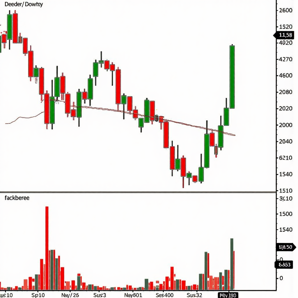股票圖表詳細插圖，展示清晰雙重頂型態、標註頸線與成交量柱狀圖，顯示突破時的衰退與激增