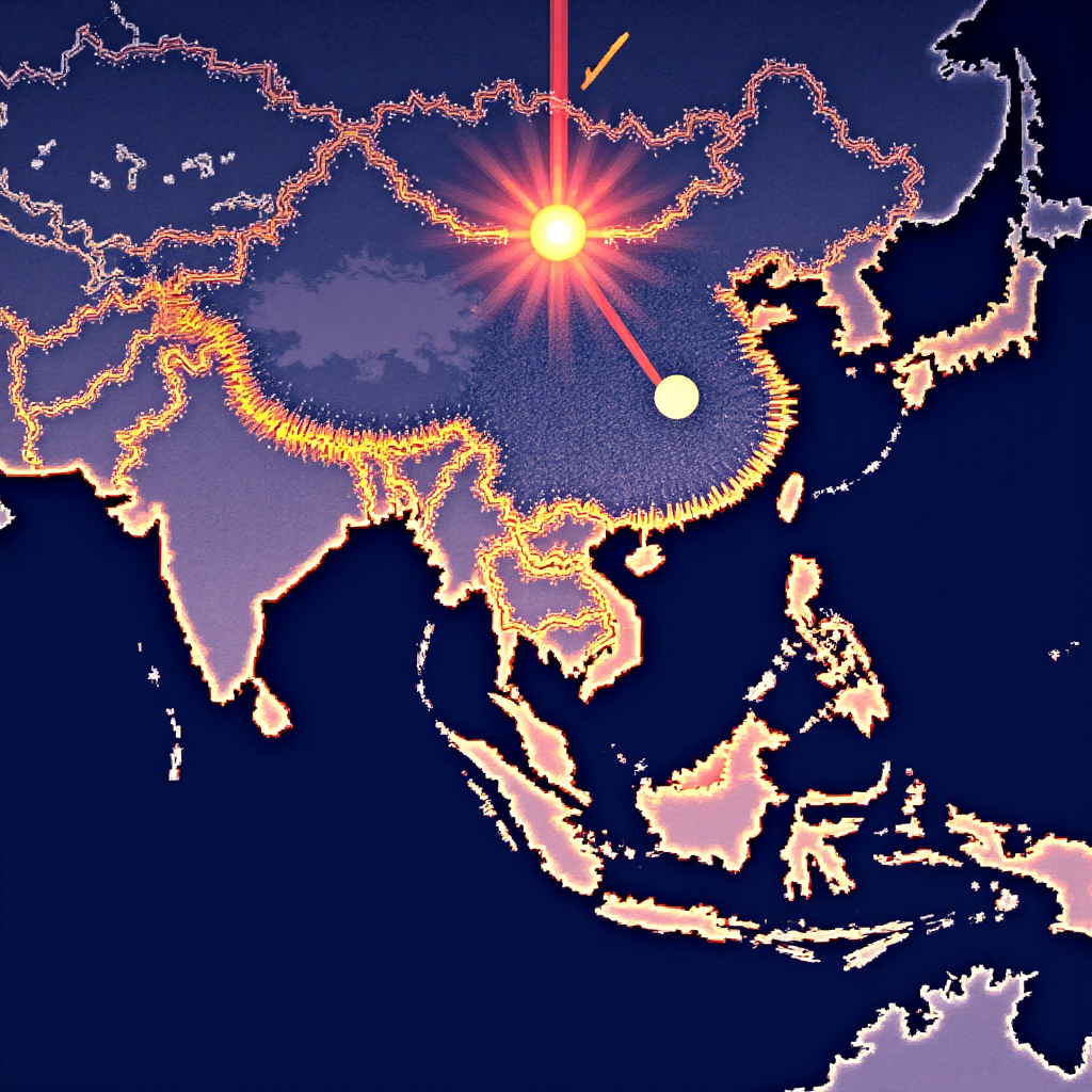 a vibrant illustration depicting a world map with glowing lines connecting major Asian financial hubs like Tokyo Hong Kong and Shanghai with data charts and upward trending arrows symbolizing economic growth and opportunity in a stylized artistic flat design