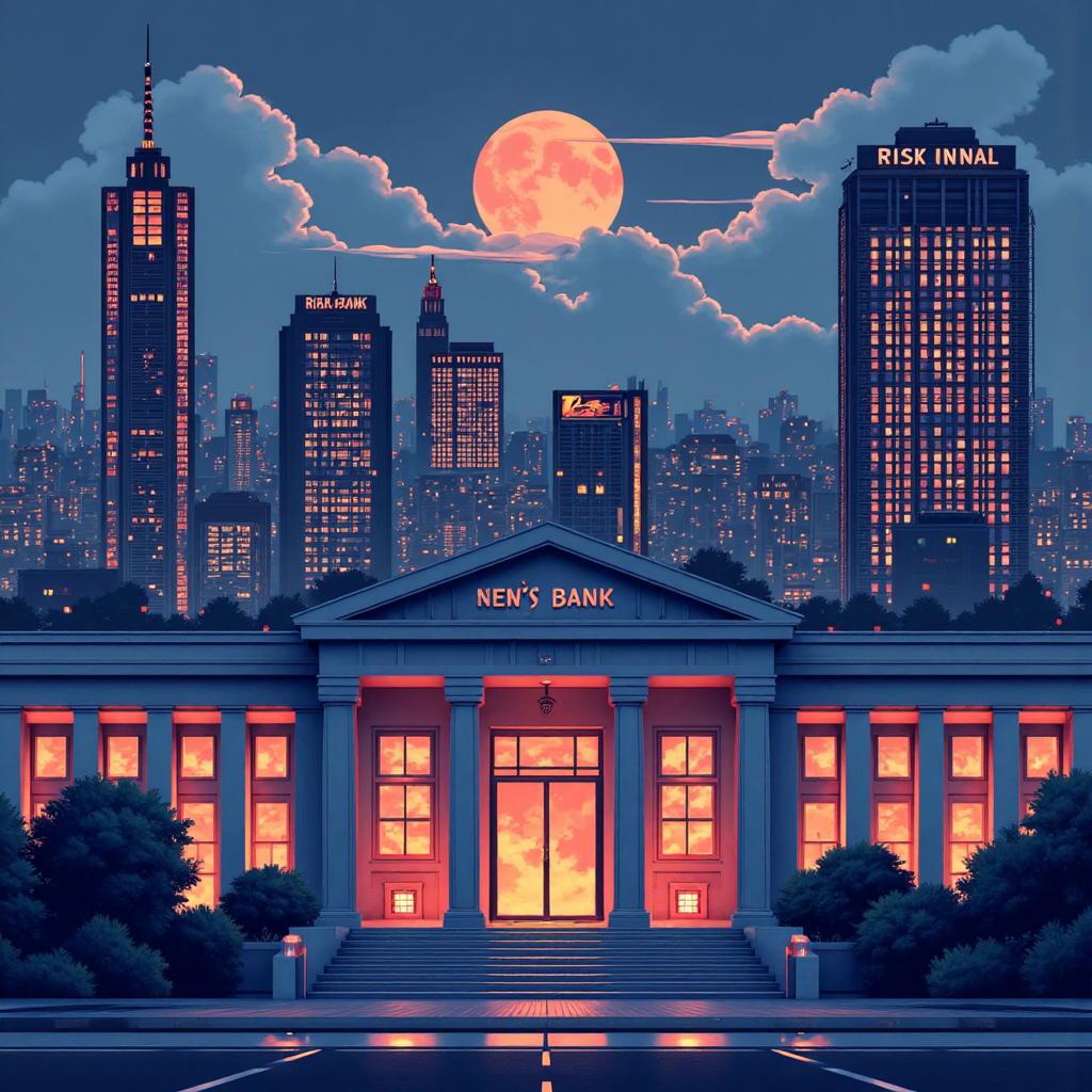 日本央行建築與台灣金融符號連接的像素藝術插圖，象徵數據流與經濟互動