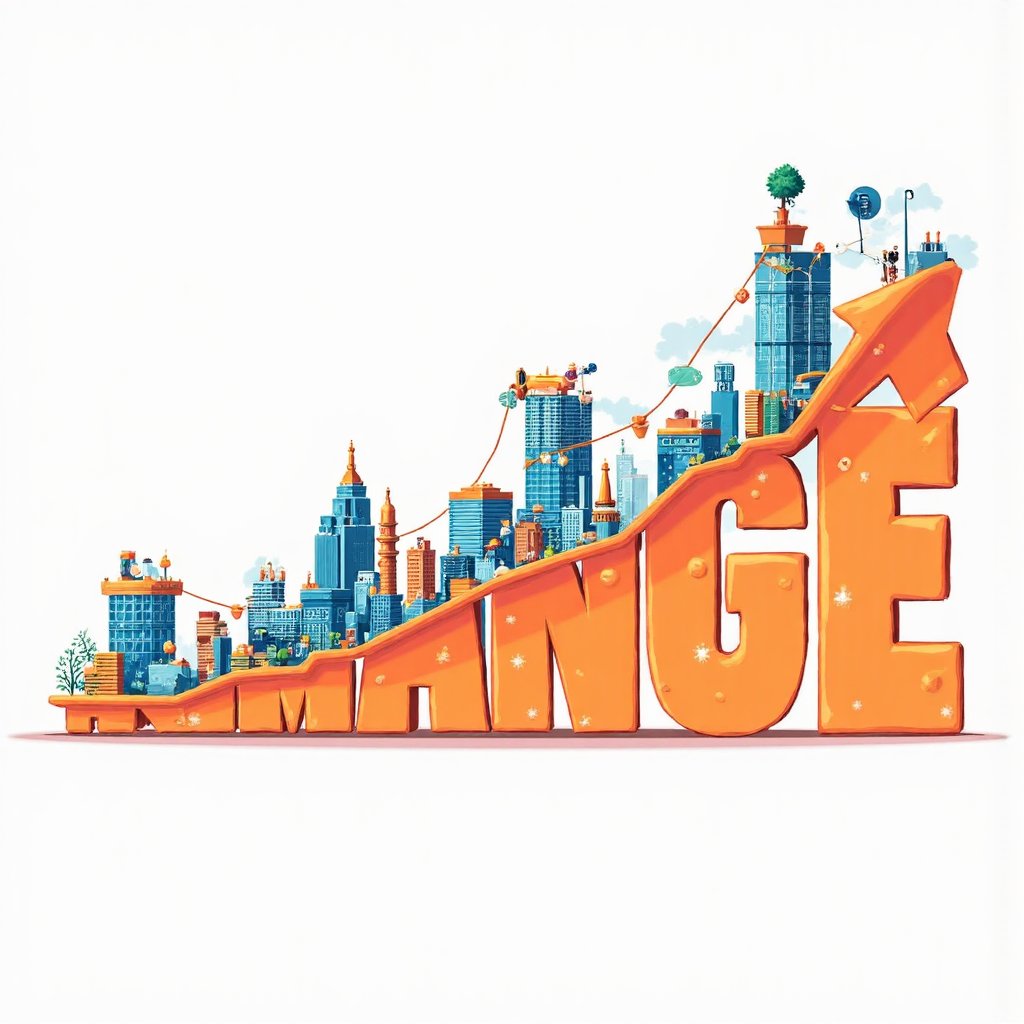 a dynamic illustration depicting a stock market graph transforming from the letters FAANG to MANGO with subtle representations of innovation and growth in digital elements